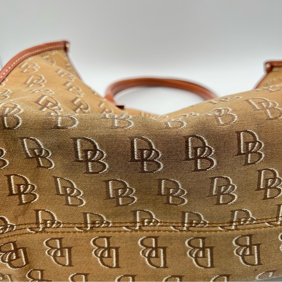 Dooney & Bourke Signature Monogram Canvas and Leather Shoulder Tote Bag - Picture 4 of 13